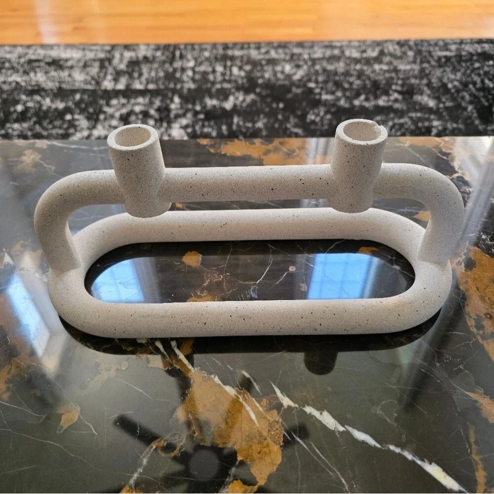 Lorin Sculpted Cement 2 Taper Candle Holder Crate And Barrel Stone Style Finish